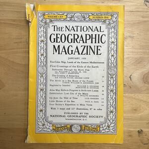 Vintage National Geographic January 1959 North Pole Antarctica Istanbul Sea Hors